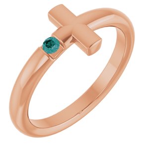 14K Rose Gold Natural Alexandrite Sideways Cross Ring