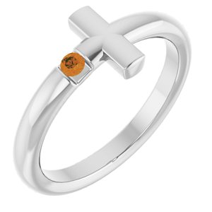 Sterling Silver Natural Citrine Sideways Cross Ring