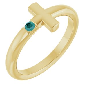 14K Yellow Gold Natural Alexandrite Sideways Cross Ring