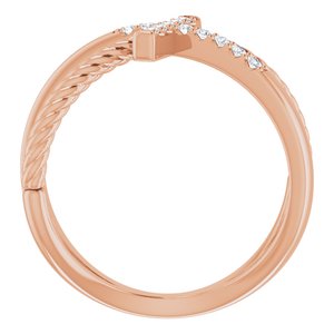 14K Rose Gold 1/10 CTW Natural Diamond Cross Rope Ring