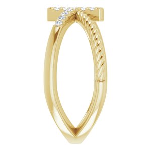 14K Yellow Gold 1/10 CTW Natural Diamond Cross Rope Ring