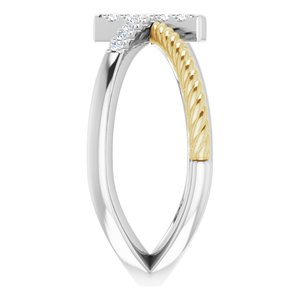 14K White/Yellow Gold 1/10 CTW Natural Diamond Cross Rope Ring
