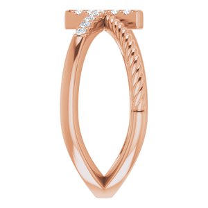 14K Rose Gold 1/10 CTW Natural Diamond Cross Rope Ring