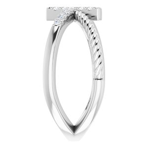 Platinum 1/10 CTW Natural Diamond Cross Rope Ring