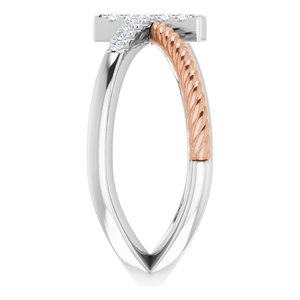 14K White/Rose Gold 1/10 CTW Natural Diamond Cross Rope Ring