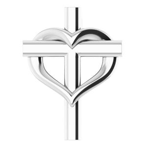 14K White Gold Youth Cross with Heart Pendant