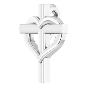 Platinum Youth Cross with Heart Pendant