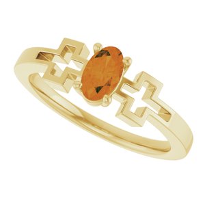 14K Yellow Gold Natural Citrine Youth Cross Ring