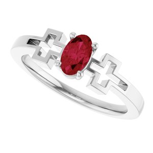 Platinum Natural Ruby Youth Cross Ring