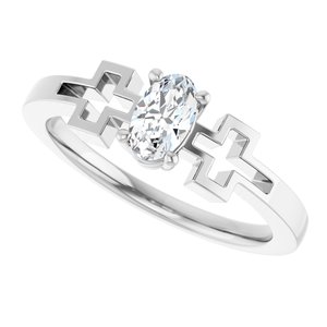 Sterling Silver Natural White Sapphire Youth Cross Ring