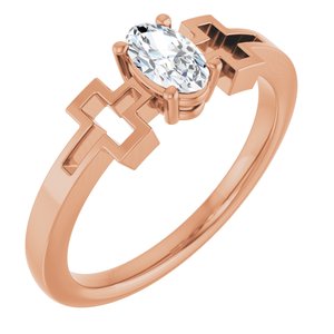 14K Rose Gold Natural White Sapphire Youth Cross Ring