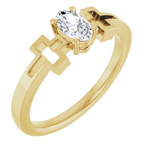 14K Yellow Gold Natural White Sapphire Youth Cross Ring