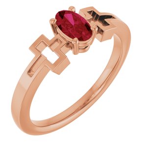 14K Rose Gold Natural Ruby Youth Cross Ring