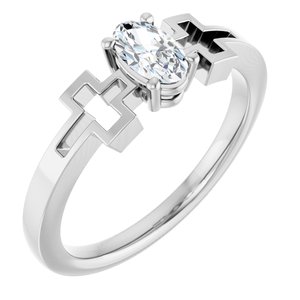 Platinum Natural White Sapphire Youth Cross Ring