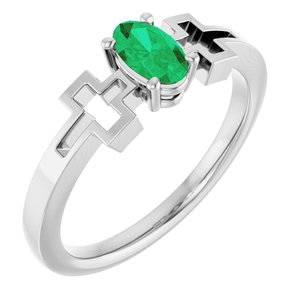 Platinum Lab-Grown Emerald Youth Cross Ring