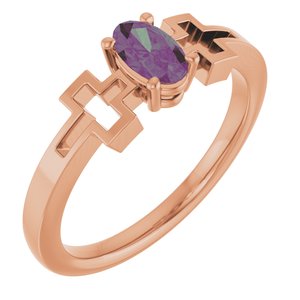 14K Rose Gold Lab-Grown Alexandrite Youth Cross Ring