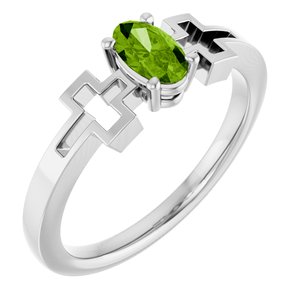Platinum Natural Peridot Youth Cross Ring