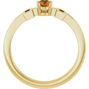 14K Yellow Gold Natural Citrine Youth Cross Ring