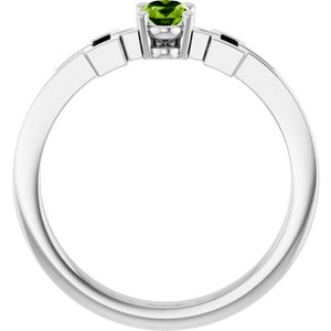14K White Gold Natural Peridot Youth Cross Ring