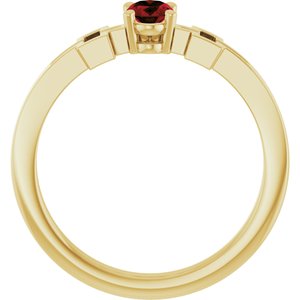 14K Yellow Gold Natural Mozambique Garnet Youth Cross Ring