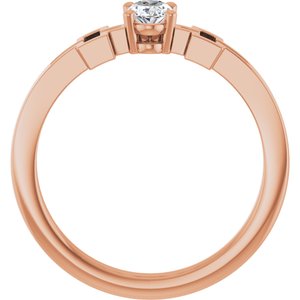 14K Rose Gold Natural White Sapphire Youth Cross Ring