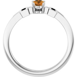 Sterling Silver Natural Citrine Youth Cross Ring
