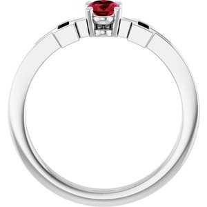 Sterling Silver Natural Ruby Youth Cross Ring