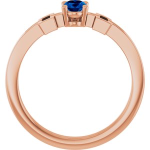 14K Rose Gold Lab-Grown Blue Sapphire Youth Cross Ring
