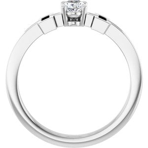 Sterling Silver Natural White Sapphire Youth Cross Ring