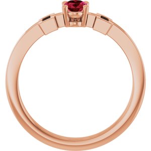 14K Rose Gold Lab-Grown Ruby Youth Cross Ring