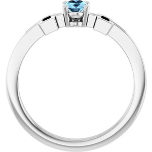 Sterling Silver Natural Aquamarine Youth Cross Ring