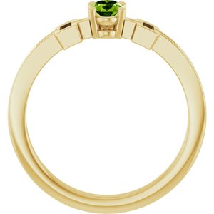 14K Yellow Gold Natural Peridot Youth Cross Ring