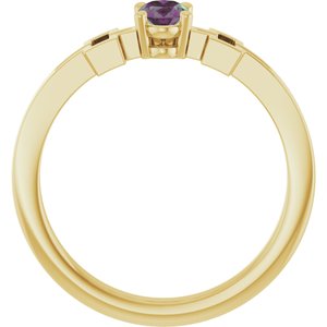 14K Yellow Gold Lab-Grown Alexandrite Youth Cross Ring