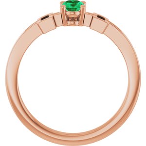 14K Rose Gold Lab-Grown Emerald Youth Cross Ring