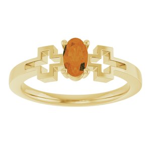 14K Yellow Gold Natural Citrine Youth Cross Ring