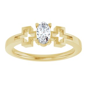 14K Yellow Gold Natural White Sapphire Youth Cross Ring