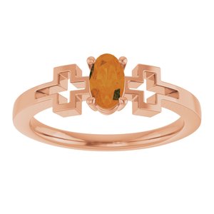 14K Rose Gold Natural Citrine Youth Cross Ring