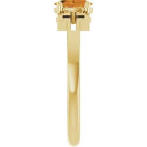 14K Yellow Gold Natural Citrine Youth Cross Ring