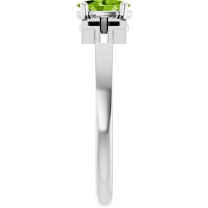 Sterling Silver Natural Peridot Youth Cross Ring