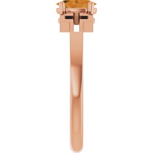 14K Rose Gold Natural Citrine Youth Cross Ring