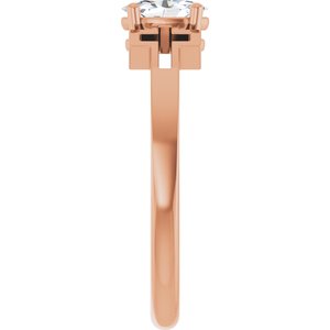 14K Rose Gold Natural White Sapphire Youth Cross Ring