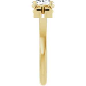 14K Yellow Gold Natural White Sapphire Youth Cross Ring