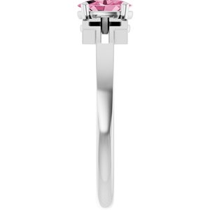 Platinum Natural Pink Tourmaline Youth Cross Ring