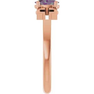14K Rose Gold Lab-Grown Alexandrite Youth Cross Ring