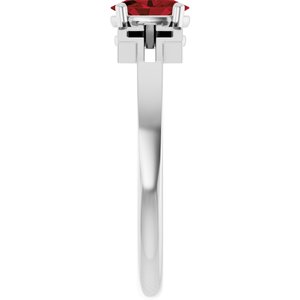 14K White Gold Natural Mozambique Garnet Youth Cross Ring