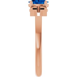 14K Rose Gold Lab-Grown Blue Sapphire Youth Cross Ring