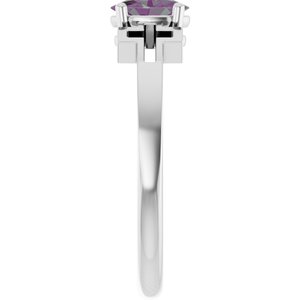 Sterling Silver Lab-Grown Alexandrite Youth Cross Ring