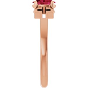 14K Rose Gold Lab-Grown Ruby Youth Cross Ring