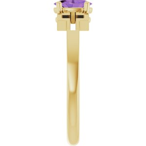 14K Yellow Gold Natural Amethyst Youth Cross Ring