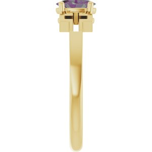 14K Yellow Gold Lab-Grown Alexandrite Youth Cross Ring